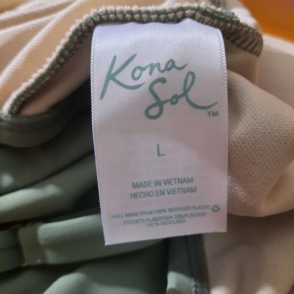 Kona Sol Womens Green High Leg Adjustable Straps One Piece Swimsuit Size L - Picture 4 of 6